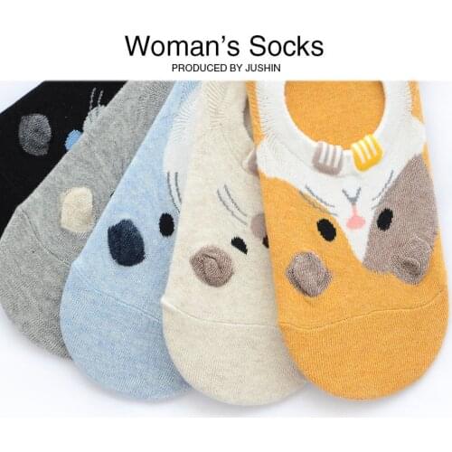 Stereo CAT Invisible Short Woman Sweat summer comfortable cotton girl boat socks ankle low female hosiery 1pair=2pcs XG19