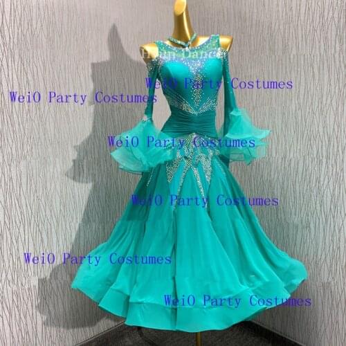 Women modern dance dress high-grade ballroom dance clothes standard ball dancing performance costumes waltz Rhinestone dress