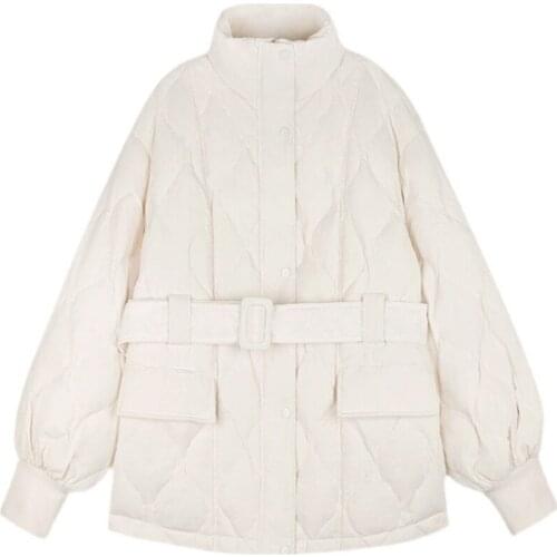 Winter Padded Clothes Women Jacket Parka Coat Solid Color Zipper Long Sleeve Stand-up Collar Warm Temperament Fashion Commuting