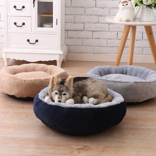 2020 Super Soft Dog Bed Round Washable Long Plush Dog Kennel Cat House Velvet Mats Sofa For Dog Chihuahua Dog Basket Pet Bed