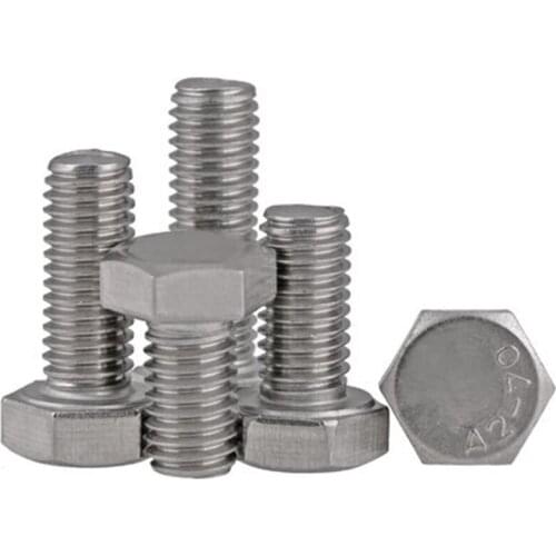 4pcs M8 Hexagon Screw 304 stainless steel Full tooth hex screws DIN933 hexagons bolt 12mm-55mm Length