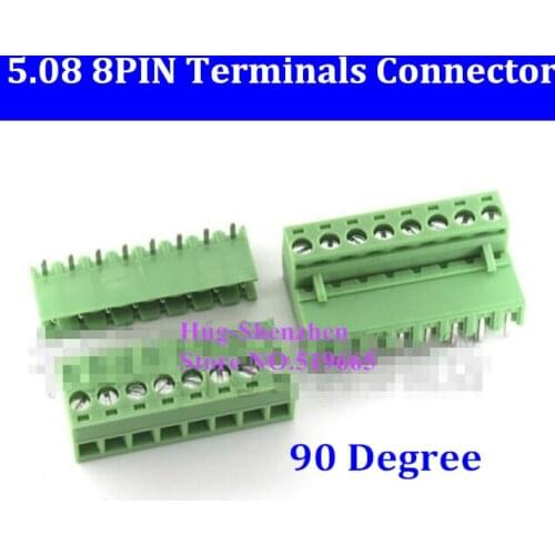 5.08 5.08mm 8pin 8-Pin Terminal plug type 300V 10A 5.08mm pitch connector pcb screw terminal block 90 degree