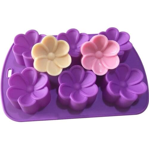 6Cavity Flower Soap Mold Handmade Soap Mold Mousse Cake Silicone Mold Cake Baking Tools Soap Molds For Soap Making