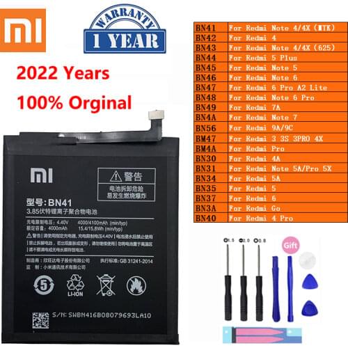 XiaoMi Phone Battery Redmi Hongmi Note 3 3S 4 4A 4X 5 5A 5X 6 6 7 7A Go Pro Plus A2 Lite BN41 BN31 BM47 Replacement Batteries