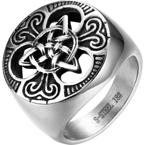 BONISKISS Mens Silver Color Ring Round Vintage Stainless Steel Jewelry Size 7~14 Male Cool Gift Bague Fashion Decoration Bijoux