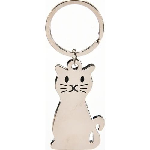 1PC Fashion Cat Shaped Keyring Metal Key Chain Creative Car Ornament Accessories Wholesale