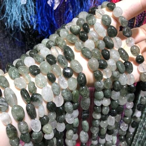 Natural Stone Bead Irregular Green Rutilated Quartz Loose Beads For Jewelry Making DIY Necklace Bracelet Earrings Accessory