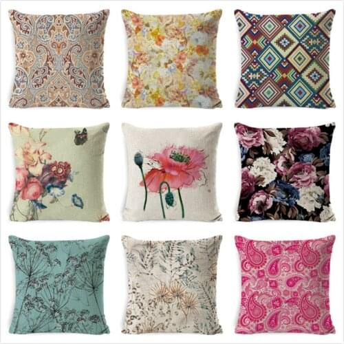 Flower Pillow Case Home Decor Printed Cushion Cover Graffi Style Throw Pillowcase Decorative Pillows Cover 45*45cm cojines