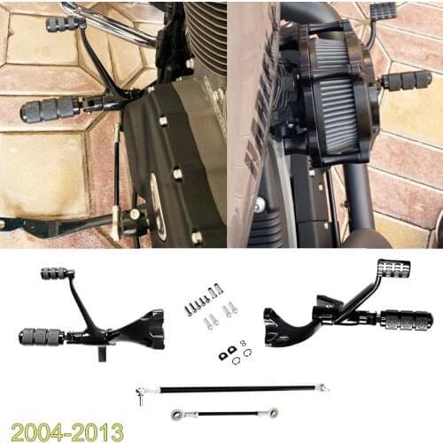 Black Forward Controls Complete Kit Pegs & Levers & Linkages For Harley Sportster XL 883 1200 Iron 2004-2009 2010 2011 2012 2013