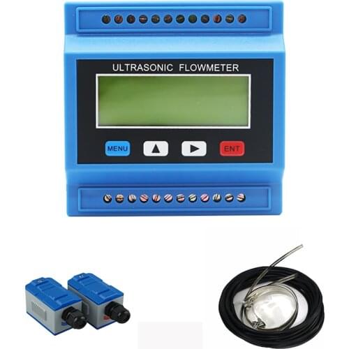TUF-2000M-TM-1 Digital Ultrasonic Flowmeter Modular Flow Meter Kit for Pipe Size DN50-700 with Clamp-on TM-1 Transducer