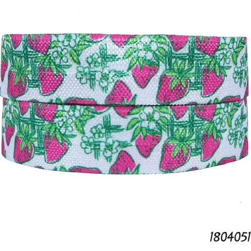 Fruit patterns foe, 50 yards strawberry printed fold over elastic for kids