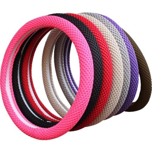 Ice Silk Car Steering Wheel Cover Suitable For 37-38CM/14.5" -15" M Size Universal Braid On Steering-Wheel Wrap Breathable