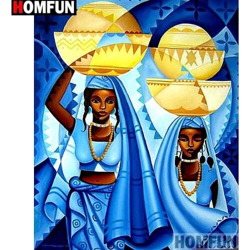 HOMFUN Full Square/Round Drill 5D DIY Diamond Painting "African beauty" 3D Embroidery Cross Stitch 5D Home Decor A13611