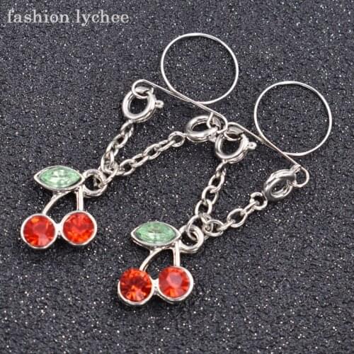 Fashion lychee New Arrival 1Pair Cherry Drop Circle Nipple Cover Rings Body Clip Pendant Women Fashion Jewelry