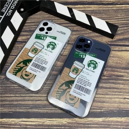 Original Art coffee soft Case For iPhone 11 12 Pro Max mini 7 8 6 6S Plus XR X XS MAX Clear silicone phone Cover fundas capa