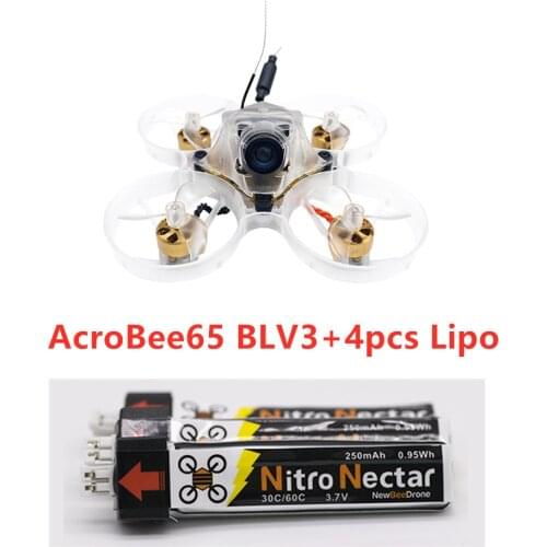 NewBeeDrone AcroBee65 BLV3 BNF FPV Brushless Racing Drone 3.7V 250mah Lipo Frsky D8 D16 FUTABA RC Receiver BeeBrain V3 AIO FC