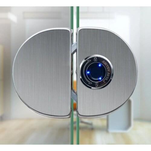 Office Shop Glass Single and Double Door 304 Stainless Steel C-Class Semi-Circular Glass Door Fingerprint Lock Intelligent Free