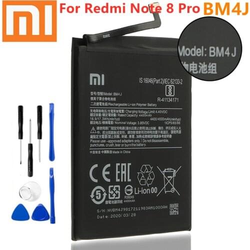 Iao Mi Original BM4J Battery For Xiaomi Redmi Note 8 Pro Note8 Pro BM4J Genuine Replacement Phone Battery 4030mAh + Free Tools