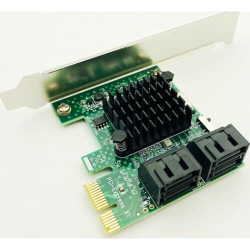 PCI-E PCI Express 1x to 4-Port Sata 3.0 III 6Gbps Converter Controller Card Adapter Expansion Board Heatsink Low Profile Bracket
