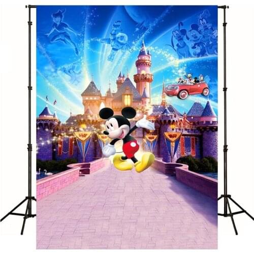 Customize Cartoon Castle Mouse Car Photography Background Backdrop Kids Birthday Party Decoration Theatre Tapestry Photo Studio