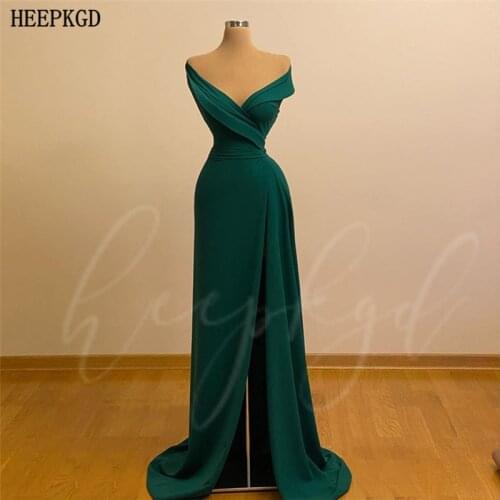 Off The Shoulder Sexy Long Prom Dresses High Sit Elastic Satin Plus Size Formal Dress Customize Evening Gowns Robe De Soiree