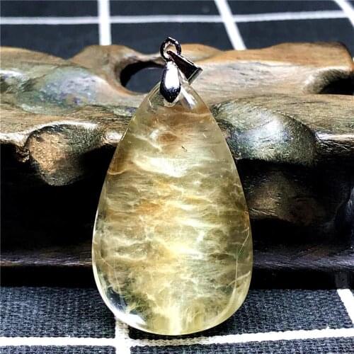Top Natural Colorful Phantom Quartz Pendant For Women Lady 37x23x13mm Water Drop Garden Silver Necklace Pendant Jewelry AAAAA
