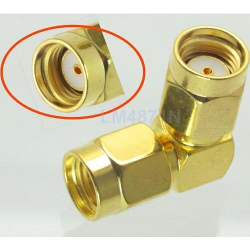 RP-SMA male jack to RP-SMA male right angle in series adapter connector