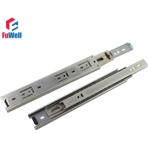 2pcs 12inch Length Drawer Slides Rail 40mm Width Cold-Rolled Steel Fold Telescopic Ball Bearing Cabinet Drawer Sliding Runner