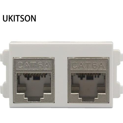 Two Ports CAT.6A RJ45 CAT7 Module Plug Full Shielded Zinc Alloy Socket 10GB Network Jack Connector Adapter For Internet