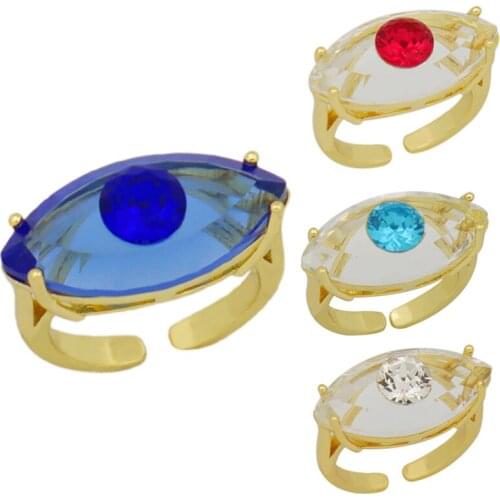 Adjustable Evil Eye Open Rings for Women Bohemia Jewelry Gift Cubic Zirconia Filled Fashion Copper Finger Open Ring anillos