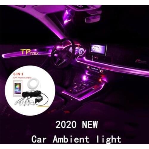 RGB LED Strips Ambient Light APP Bluetooth Control for Car Interior Atmosphere Light Lamp 8 colors DIY Music 8M Fiber Optic Band