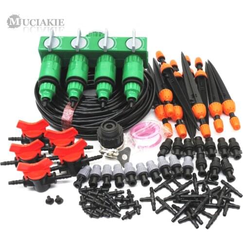 MUCIAKIE 25M Garden Watering Irrigation System Misting Sprinkler Watering Kits Micro Drip Cooling System 4/7mm Hose Nozzle Tee