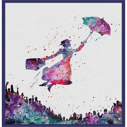 Modern Embroidery Anna Poppins Cross Stitch Patterns Funny with 14CT Aida Counted Canvas & Free Shipping for Customized Gifts