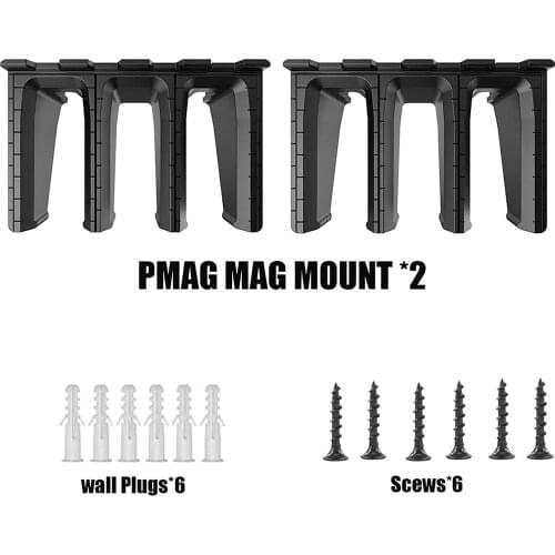 2pcs Solid ABS 3X Standard PMAG Wall Mount Magazine Rack Mag Holder for Gun Safe Home Magazine Storage Rack for AR15D