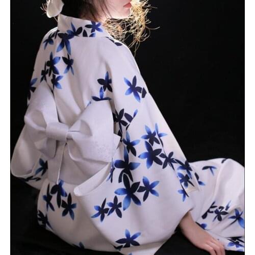 Trajes de desempenho feminino tradicional quimono com cinto de flor yukata vestido vintage gueixa quimono robe