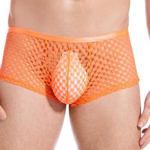 Ultra-thin Mesh See Through Boxer Man Underwear Transparent Male Trunks Solid Gay Homme Panties