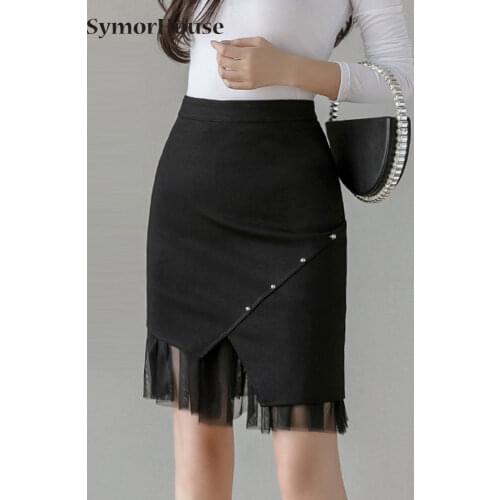 High Waist Pencil Skirts Women Mesh Stitching Package Hip Skirt New Sexy Ladies Stretch Mini Skirts Fashion Casual Skirts
