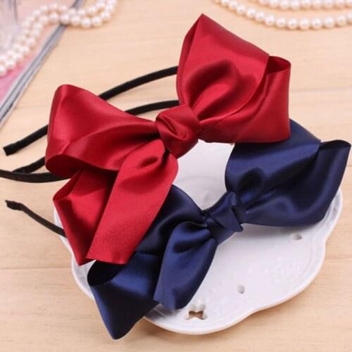 Double Layers Silky Ribbon Cloth Knotted Bow Hairbands Fashion Hairwear Women Gentler Hair Accessories