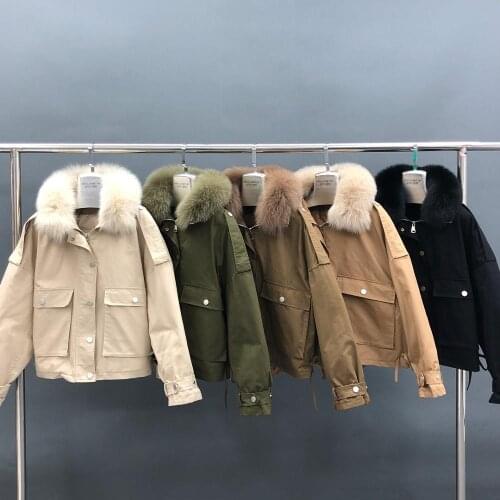 Women Puffer Coats With Fox Fur Collar Winter Parka Down Jacket Oversize Thick Outerwear Clothing