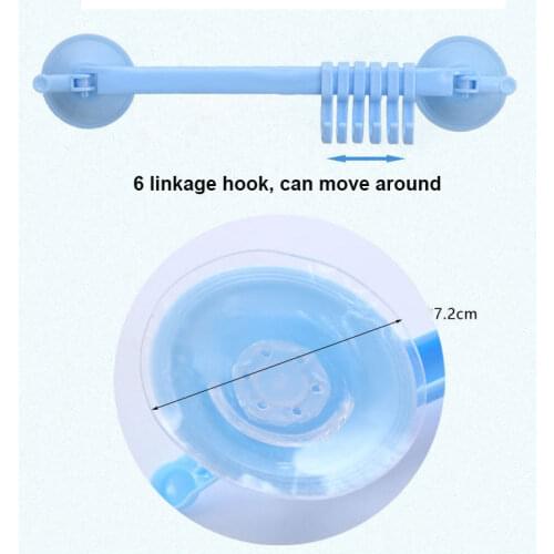 1pc Locking Sucker Bathroom Wall Row Hooks Nail-free Seamless Six Hooks Color Random
