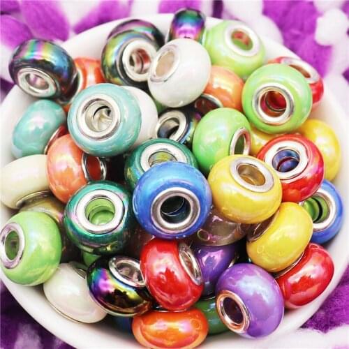 10pcs 14*8MM Wholesale Lots Bulk 40 Colors Big Hole Beads and Charms for Jewelry Making Adults Bracelets Beads Kit DIY Women Use