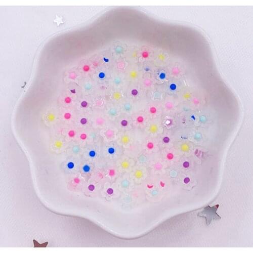 100Pcs 6mm Mini Colorful 3D Flower Nail Art Rhinestone Figurines Appliques Scrapbook DIY Manicure Accessories Ornaments OL15