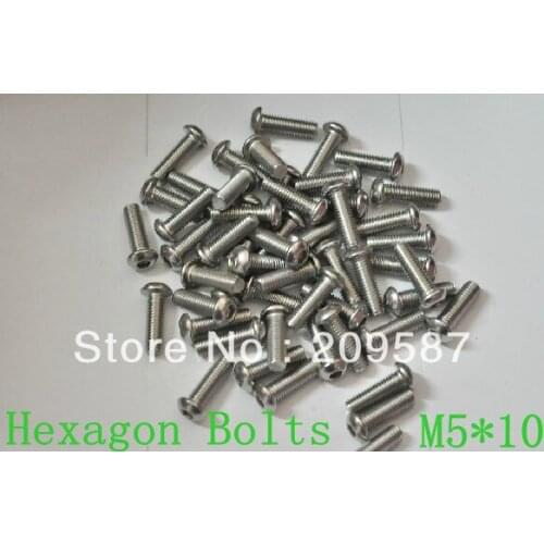 100pcs Metric Thread M5* 10mm Stainless Steel inside Round Hexagon Bolts Screws