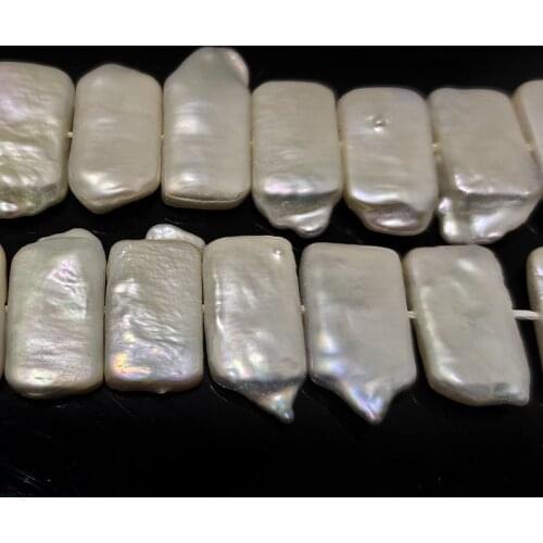 16 inches 12x20mm Natural White Flat Rectangle Coin Pearl Loose Strand