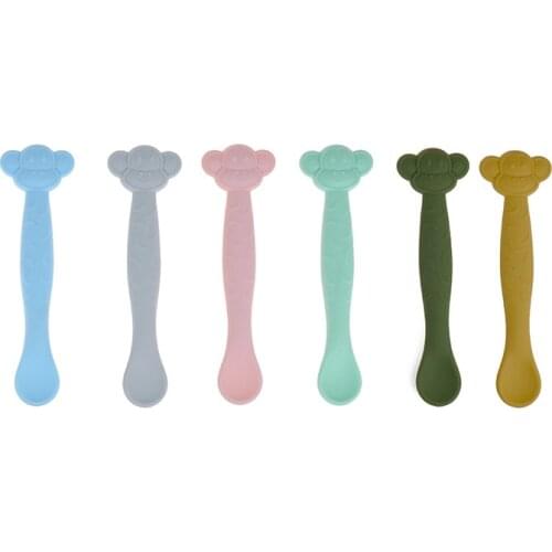 2PCS Baby Spoon Soft Silicone Baby Feeding Tableware Safe Material BPA Free Infant Toldder Dinnerware Food Grade Silicone