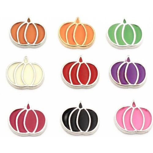 20Pcs/Lot Mixed Color Pumpkin Floating Charms Hand-made DIY for Glass Lockets