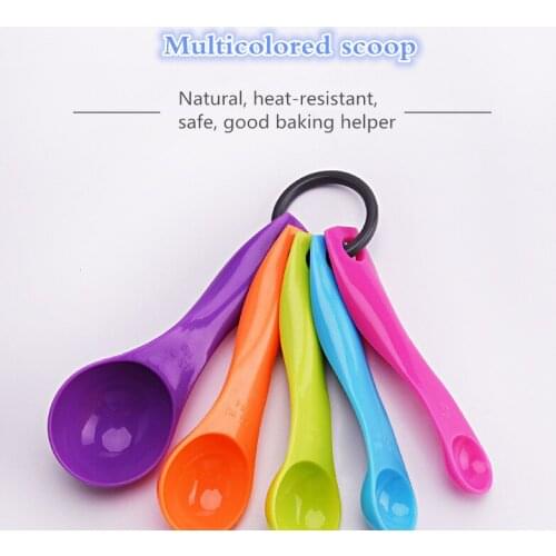 5pcs/set Multicolored Measuring Spoons Colour Plastic (1/ 2.5/ 5/7.5/15ml) Measure Spoon Super Useful Sugar Cake Baking Spoon