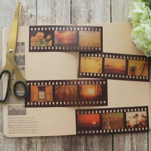 8 Sheet Sunset Photo Film PVC Sticker Design AS Gift Tag Gift Seal Decoration Scrapbooking DIY Sticker