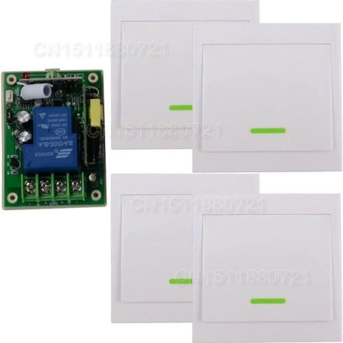 AC85V- 250V 110V 220V 3000W RF Wireless Remote Control Switch System For Smart Home Light With 4PCS Wall Transmitter