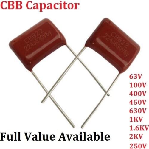 10pcs CBB 63V 105J 684J 474J 104J 5MM 1UF 0.68UF 0.47UF 0.1UF